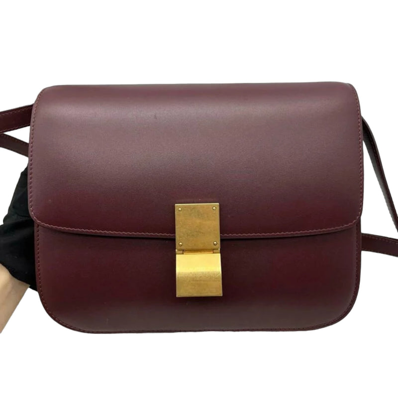 Classic Box Flap Medium Calfskin Burgundy GHW