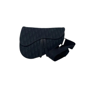 Mens Saddle Bag Oblique Canvas Black SHW