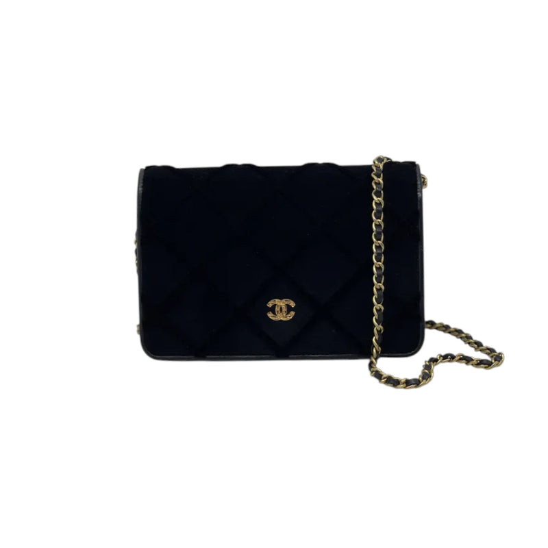 Chanel Wallet On Chain WOC Velvet Quilted Black GHW – Bag Religion