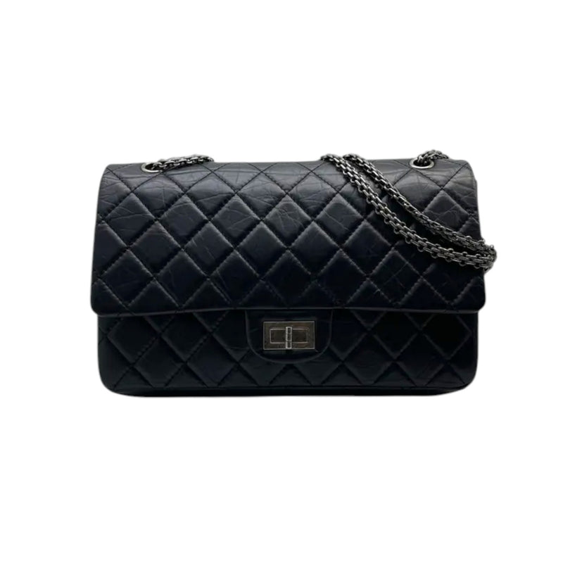 2.55 Reissue 227 Flap Aged Calfskin Quilted Black RHW
