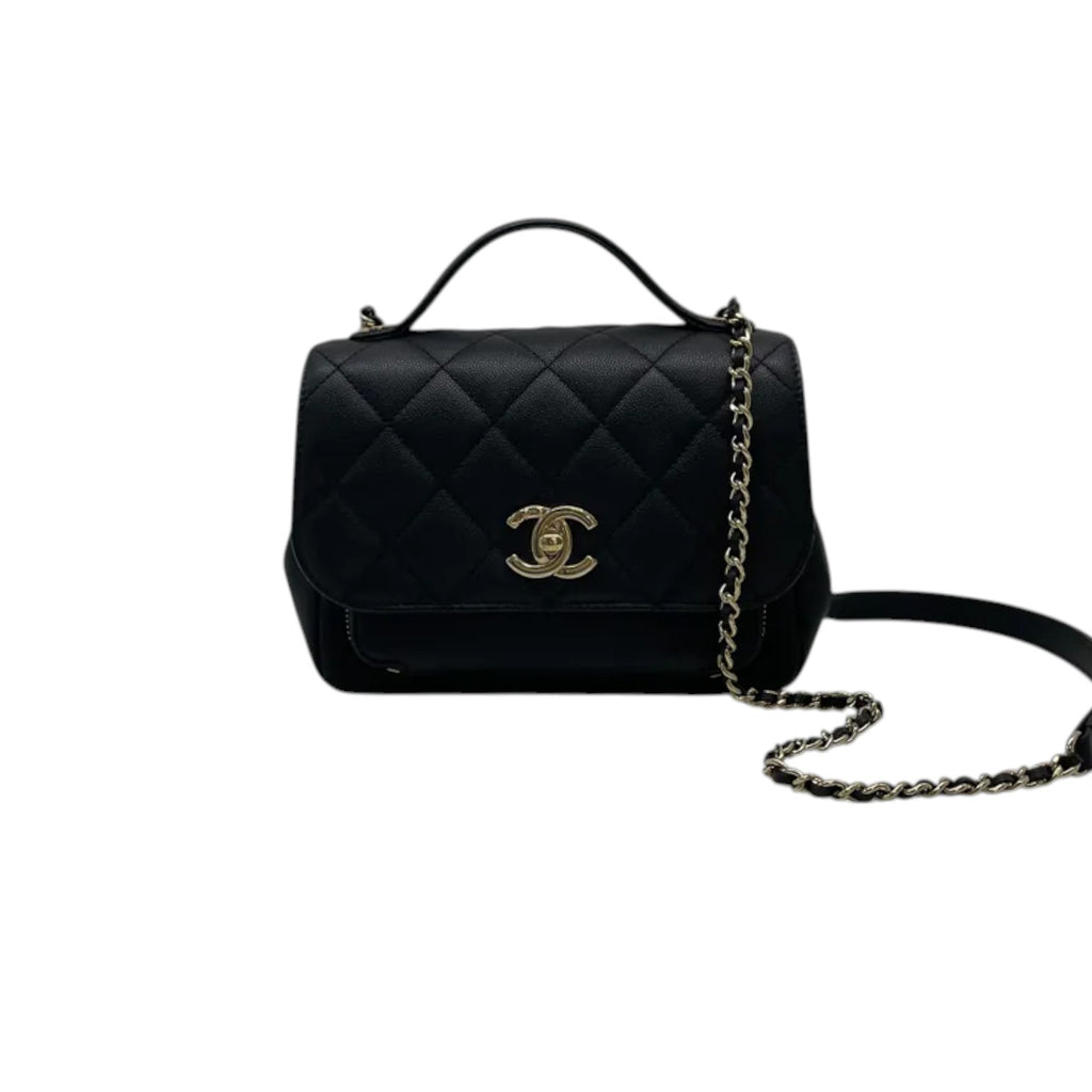 Business Affinity Flap Small Caviar Quilted Black LGHW