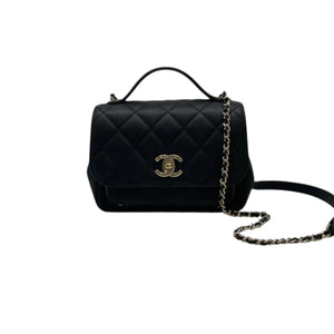 Business Affinity Flap Small Caviar Quilted Black LGHW