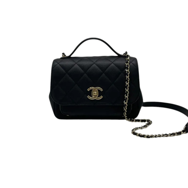 Business Affinity Flap Small Caviar Quilted Black LGHW