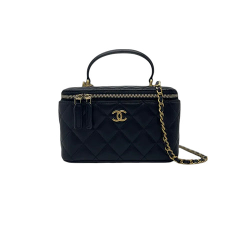Small Double Flap Bag in Navy Blue Caviar with SHW