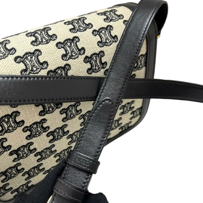 Teen Triomphe Canvas Calfskin Embroidered Black GHW