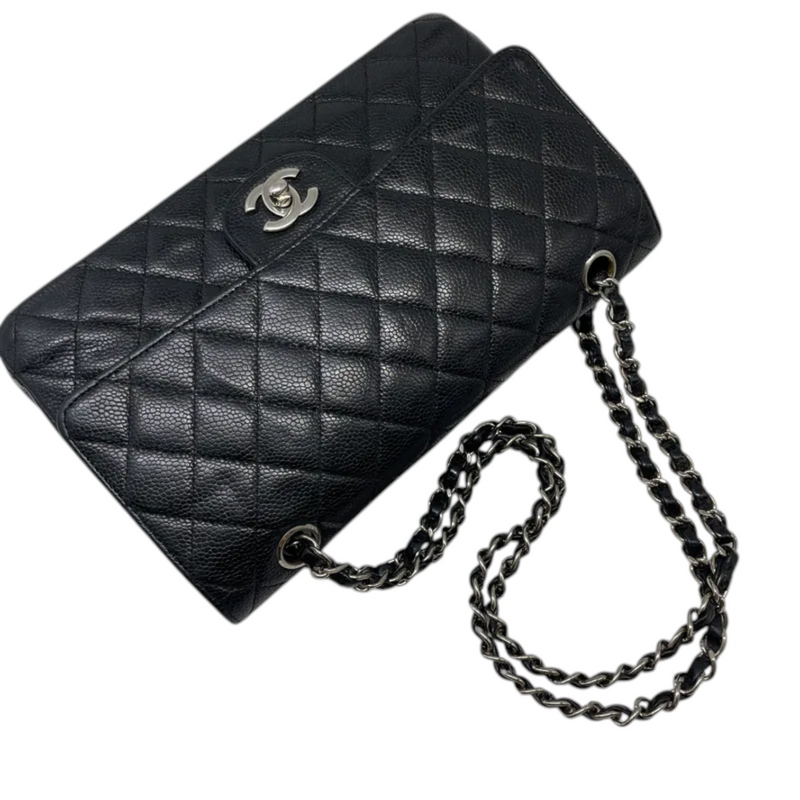 Classis Double Flap Medium Caviar Quilted Black SHW