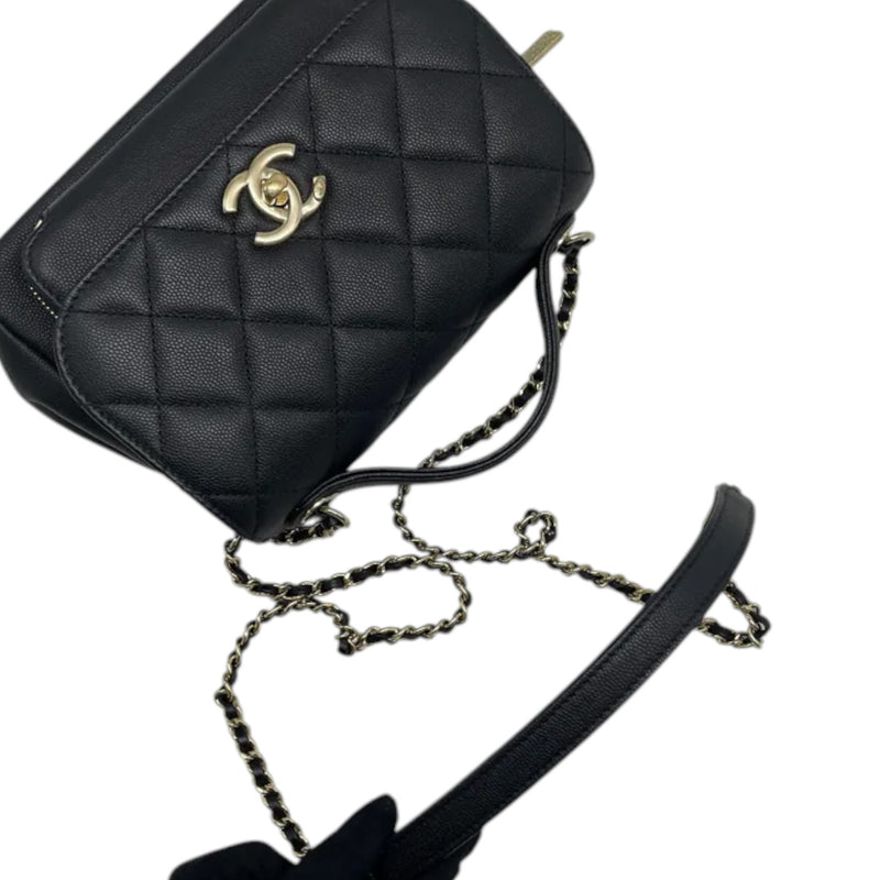 Business Affinity Flap Small Caviar Quilted Black LGHW