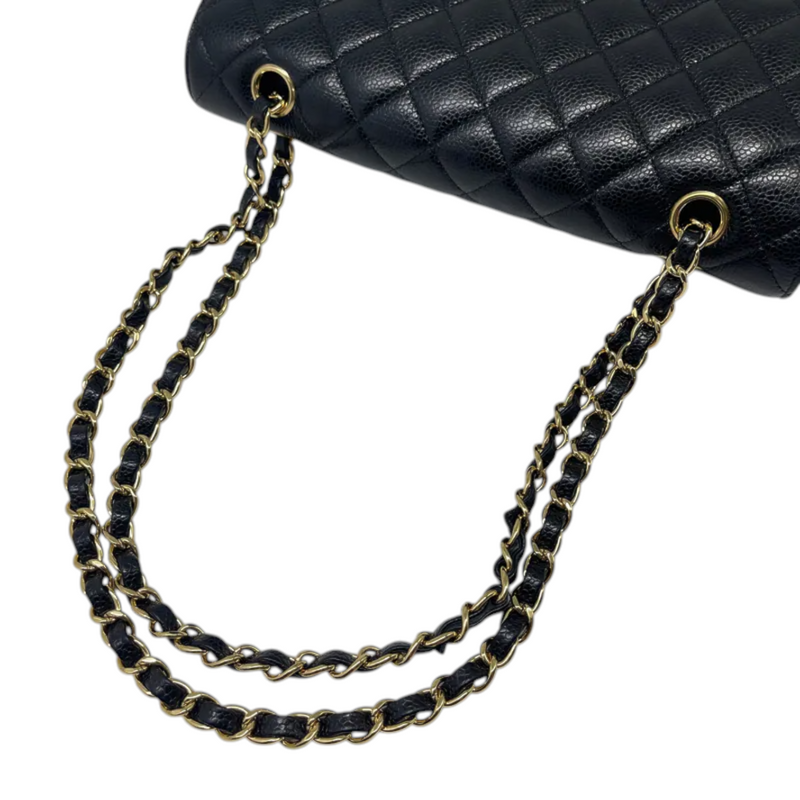 Classic Double Flap Medium Caviar Black GHW