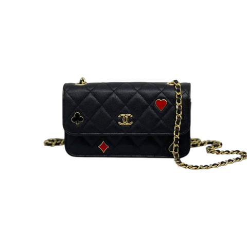 Medium Seasonal Flap Bag Caviar Dark Blue GHW