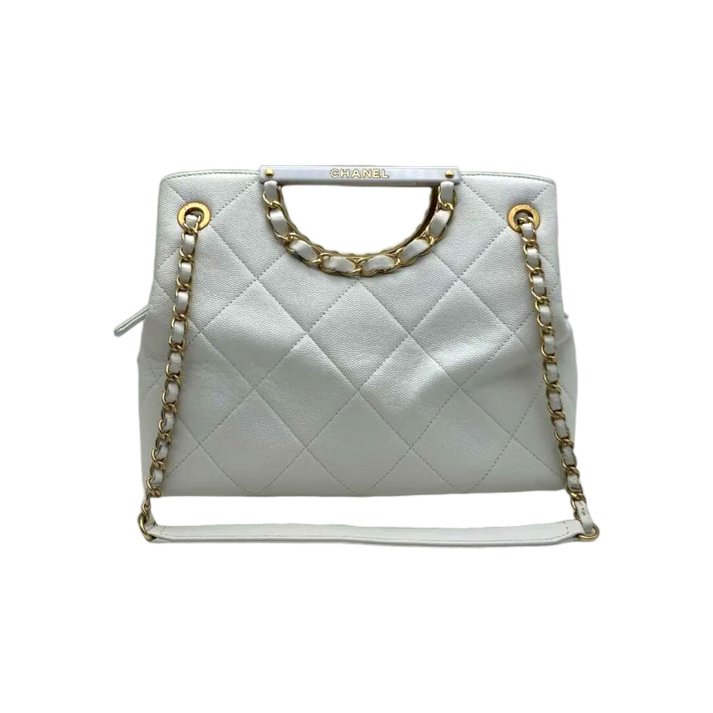 Limited Edition Chain Tote Leather White GHW