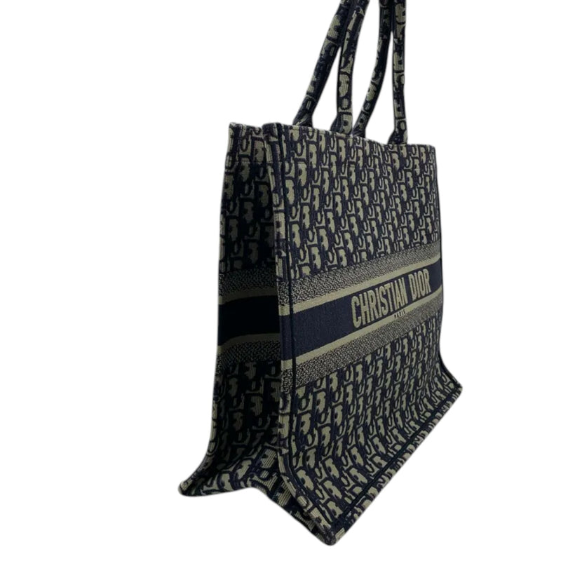 Book Tote Large Oblique Canvas Navy Multicolor