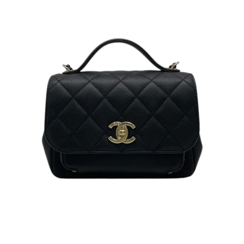 Business Affinity Flap Small Caviar Quilted Black LGHW