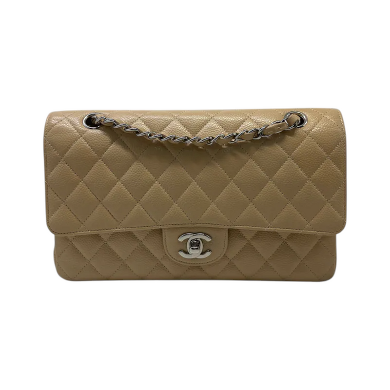 Classic Double Flap Medium Caviar Quilted Beige SHW