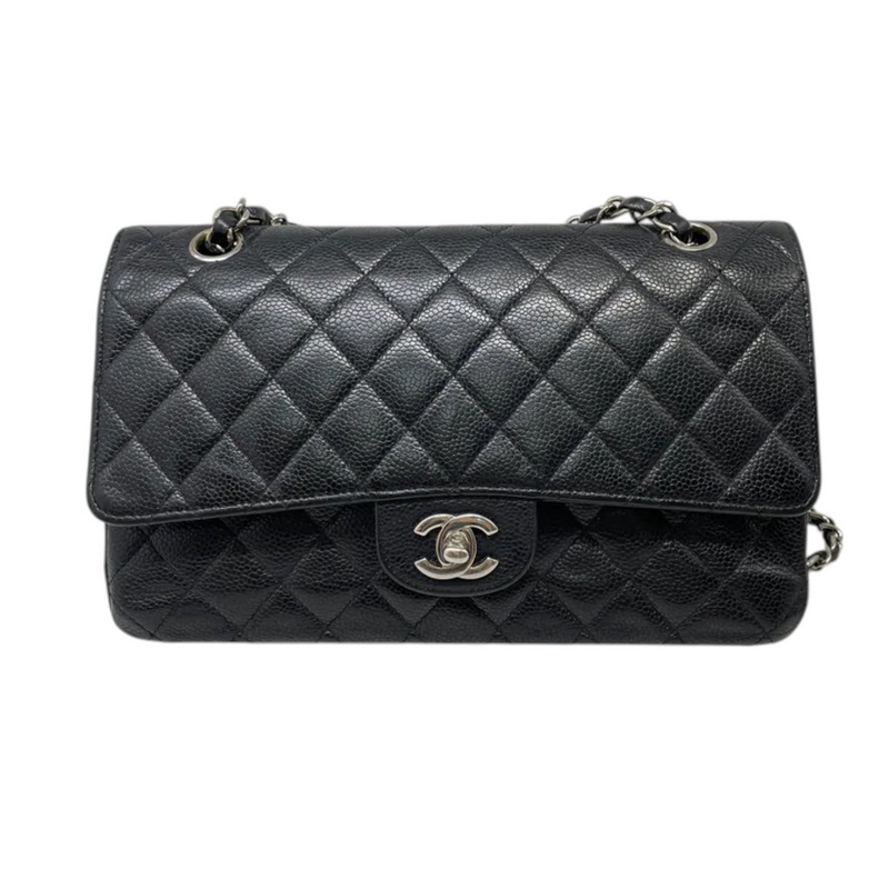 Classis Double Flap Medium Caviar Quilted Black SHW