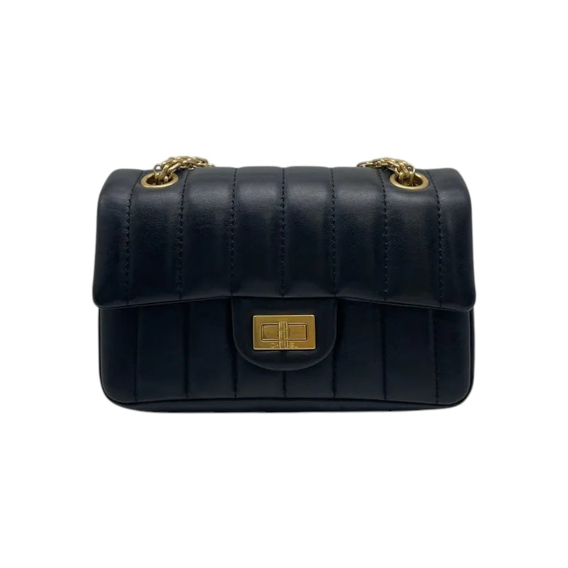 2.55 Reissue Mini Flap Aged Calfskin Vertical Black GHW