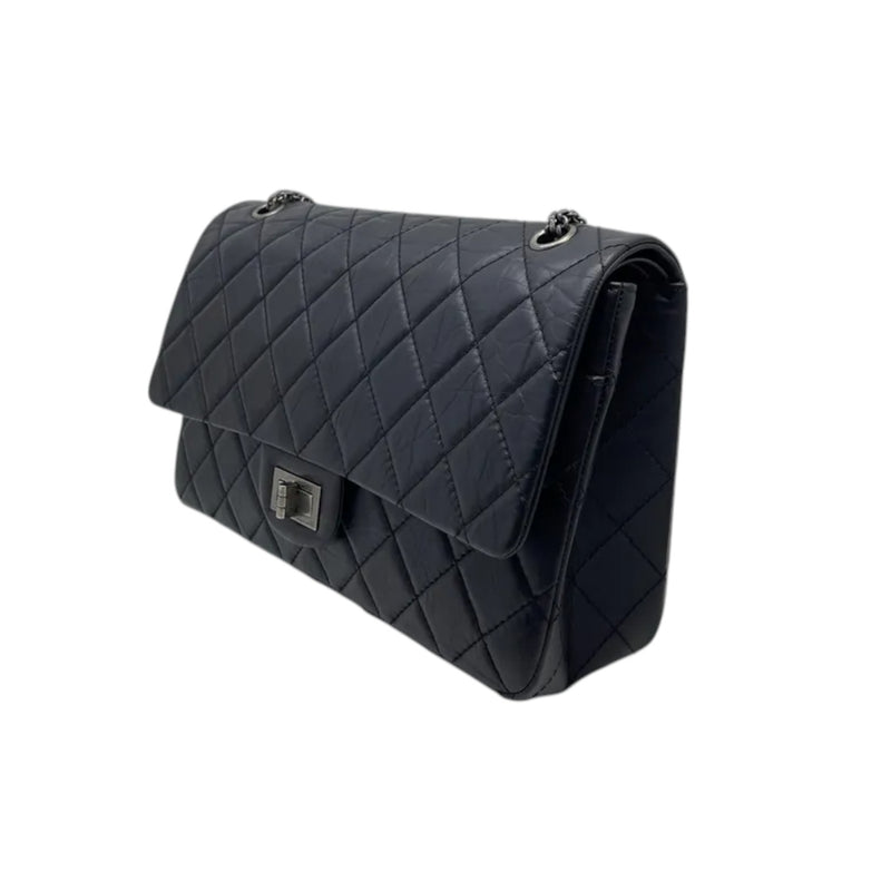 2.55 Reissue 227 Flap Aged Calfskin Quilted Black RHW