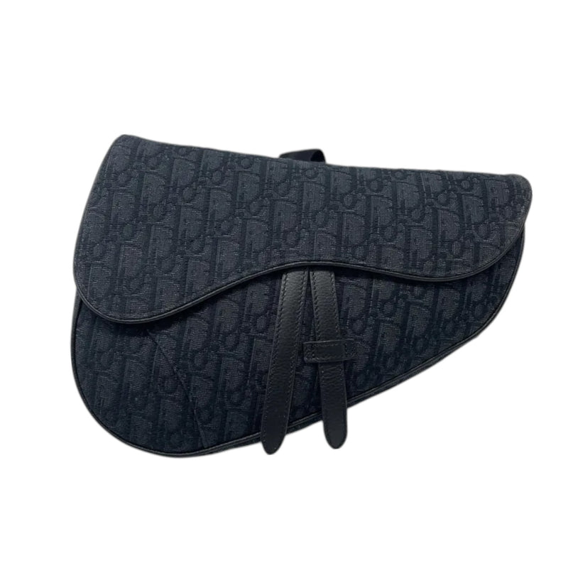Mens Saddle Bag Oblique Canvas Black SHW