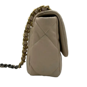 Lambskin Quilted Chanel 19 Flap Small Beige MHW