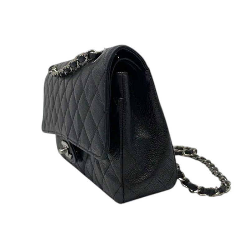 Classis Double Flap Medium Caviar Quilted Black SHW