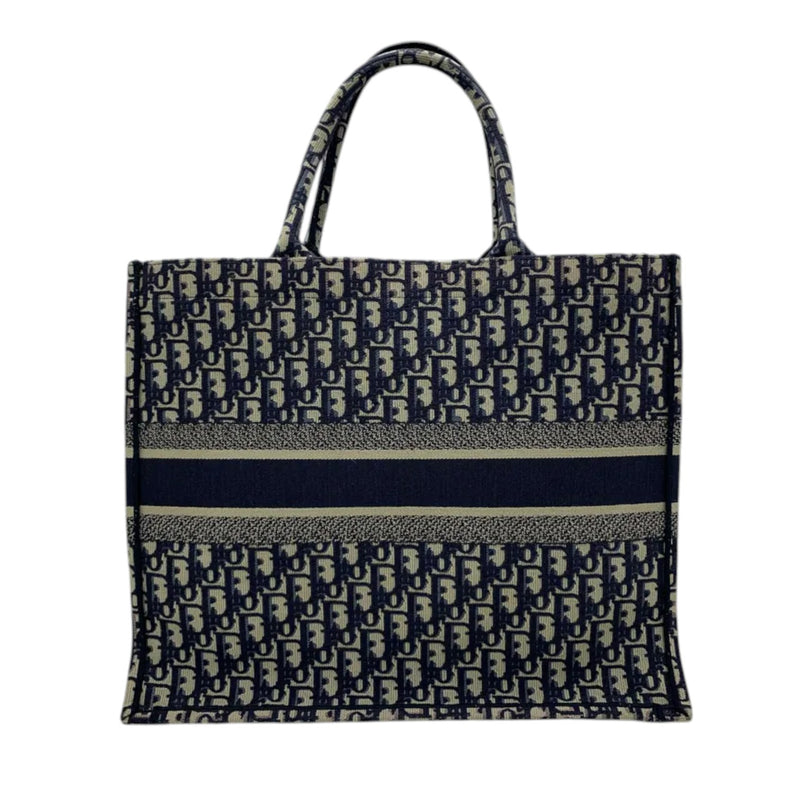 Book Tote Large Oblique Canvas Navy Multicolor