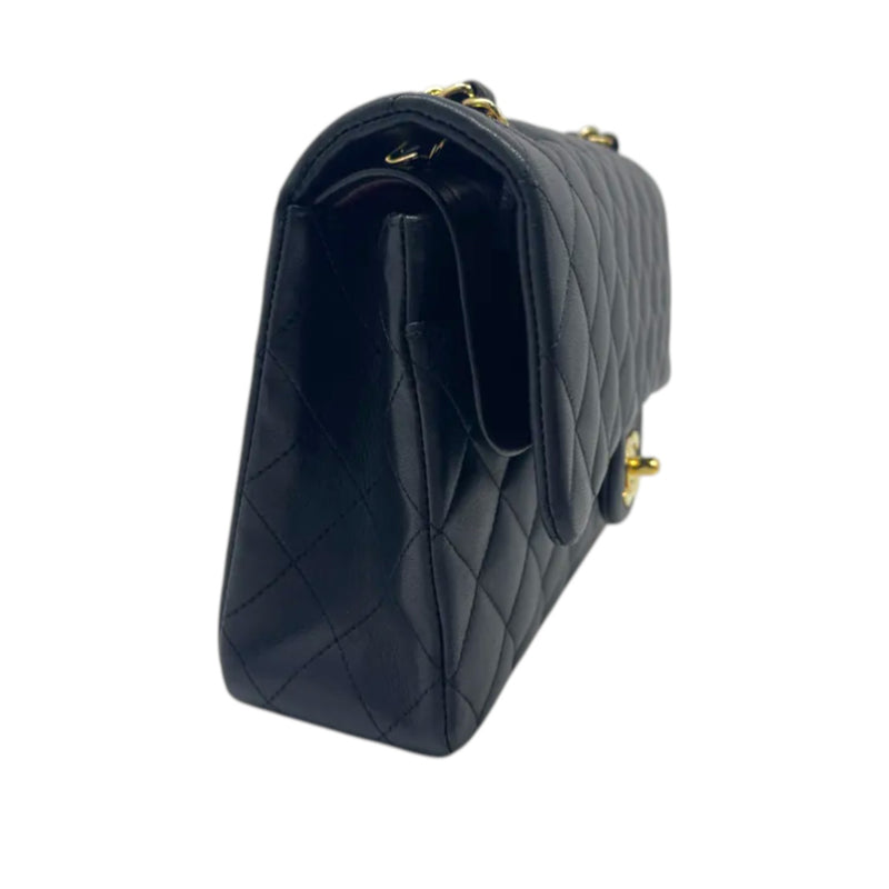 Classic Double Flap Medium Lambskin Quilted Black GHW