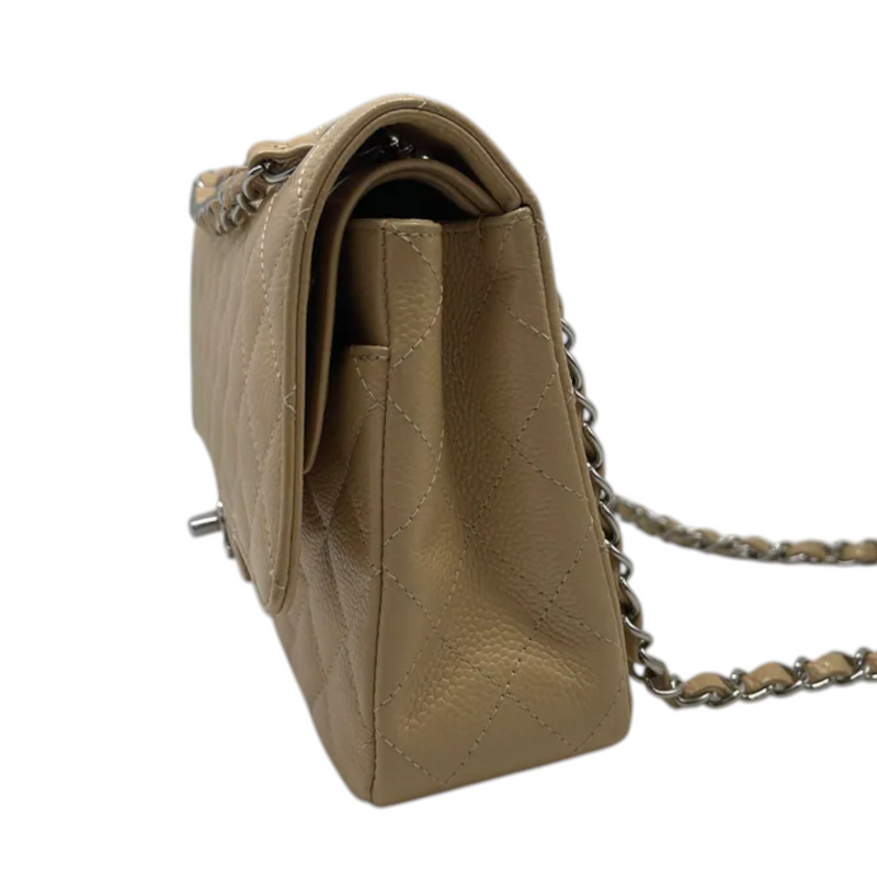 Classic Double Flap Medium Caviar Quilted Beige SHW
