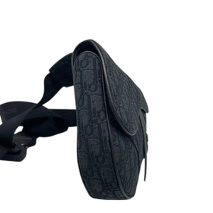 Mens Saddle Bag Oblique Canvas Black SHW