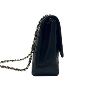 Jumbo Single Flap Lambskin Quilted Black GHW