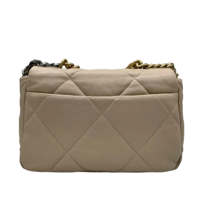 Lambskin Quilted Chanel 19 Flap Small Beige MHW