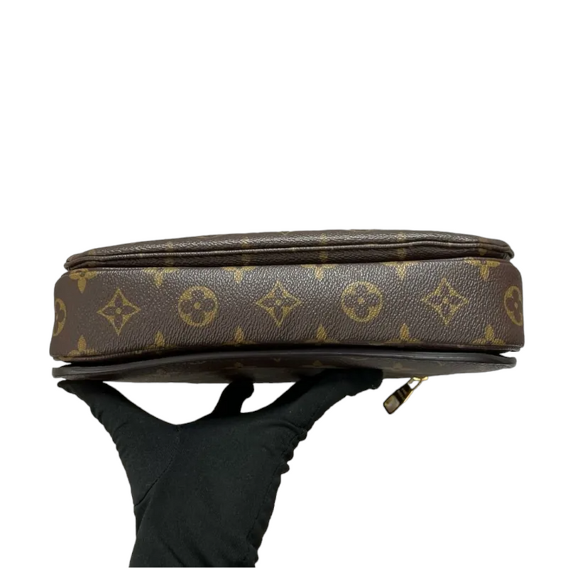 Louis Vuitton Double V Grained Leather Monogram Shoulder Bag Brown