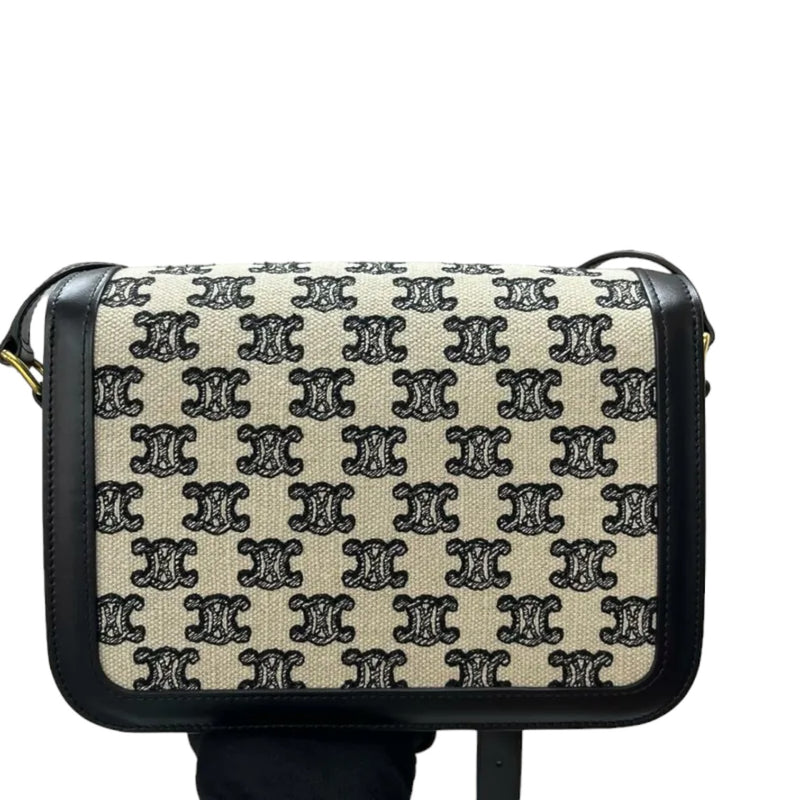 Teen Triomphe Canvas Calfskin Embroidered Black GHW