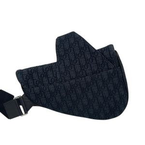 Mens Saddle Bag Oblique Canvas Black SHW