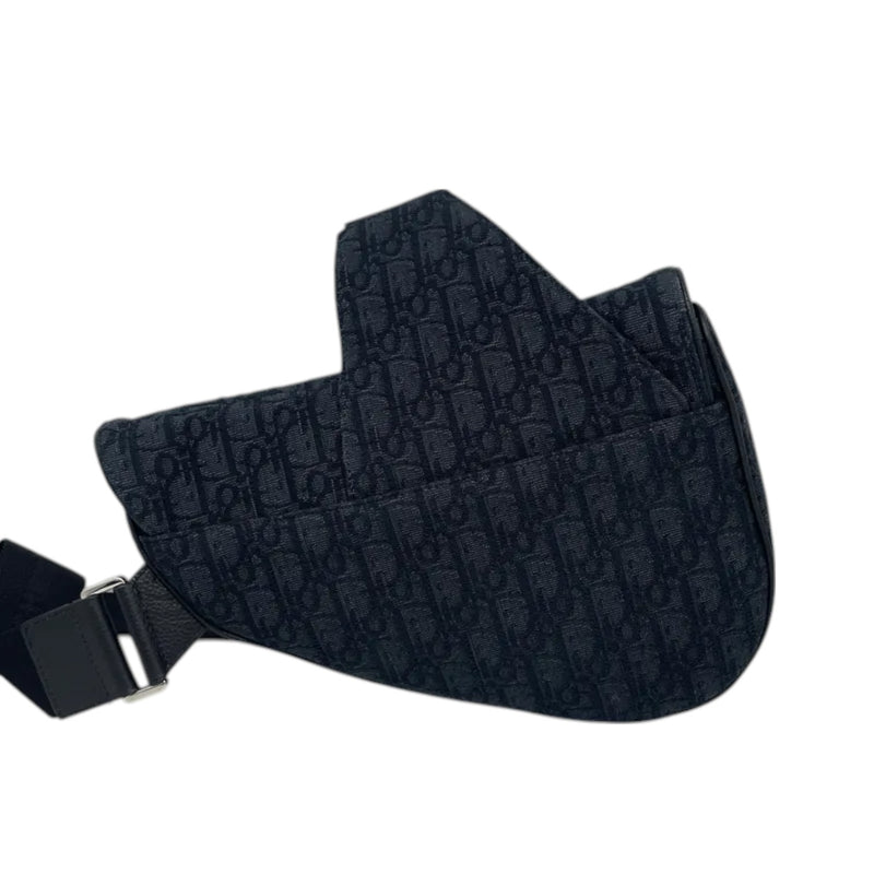 Mens Saddle Bag Oblique Canvas Black SHW