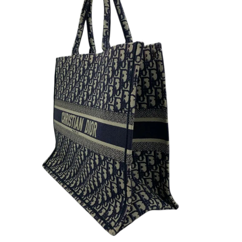 Book Tote Large Oblique Canvas Navy Multicolor