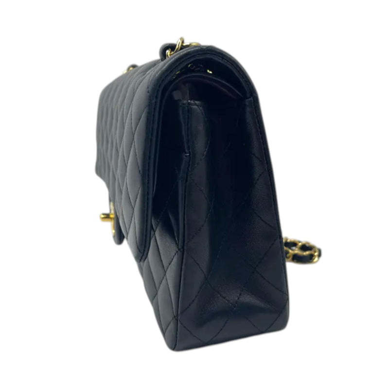 Classic Double Flap Medium Lambskin Quilted Black GHW