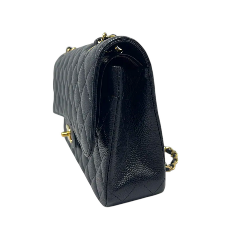 Classic Double Flap Medium Caviar Black GHW