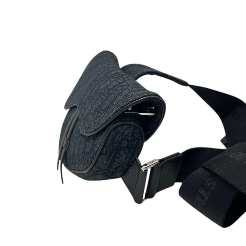 Mens Saddle Bag Oblique Canvas Black SHW