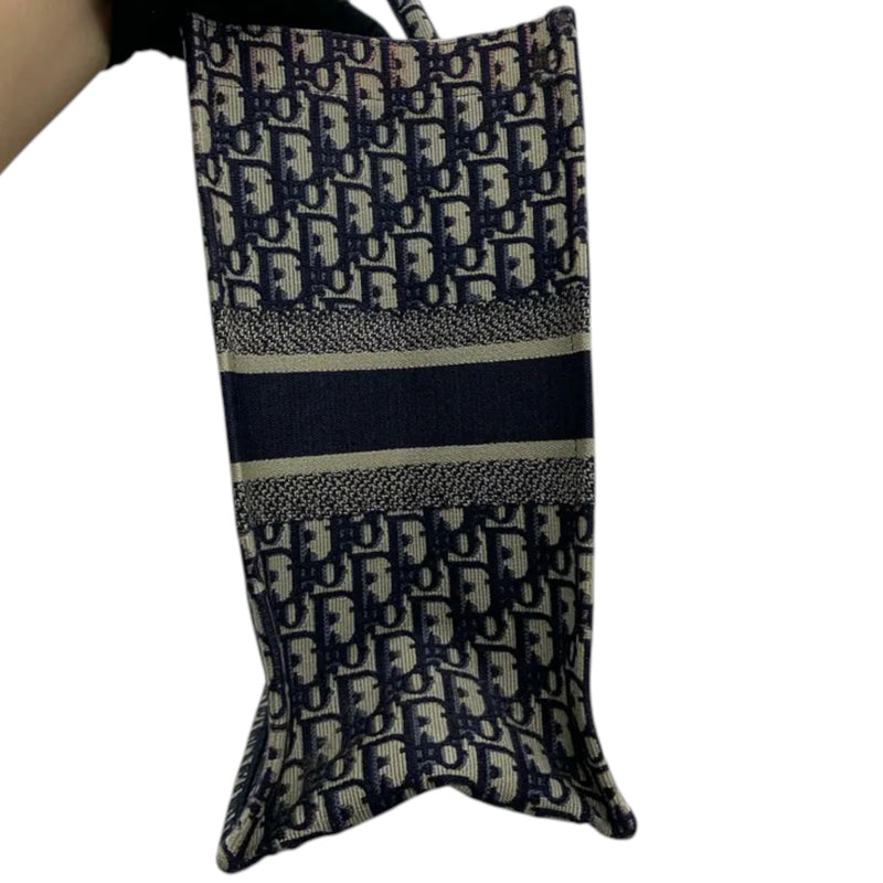 Book Tote Large Oblique Canvas Navy Multicolor