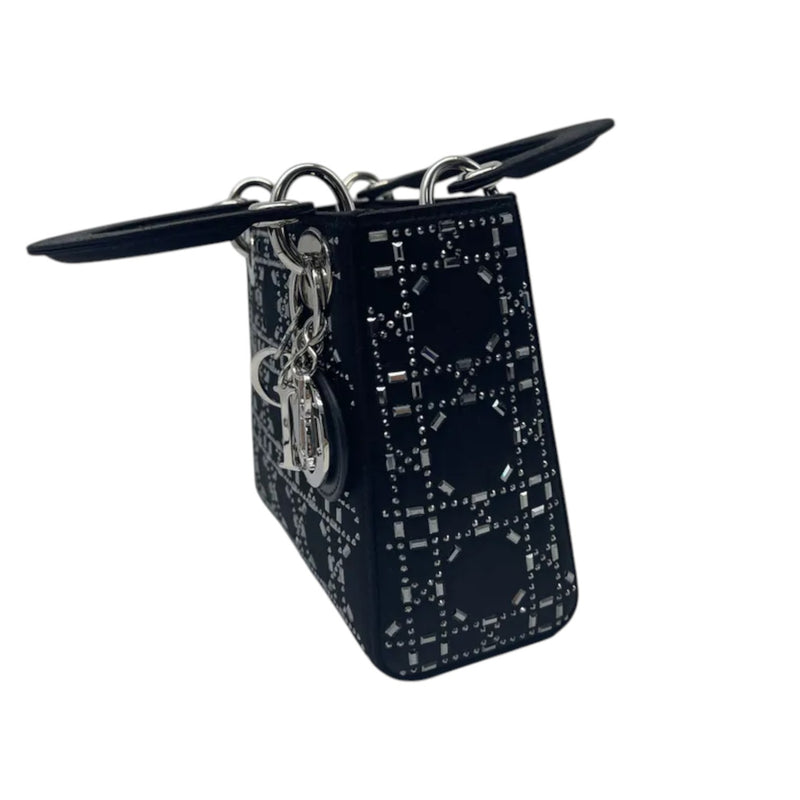 Lady Dior Mini Satin Crystal Cannage Black SHW