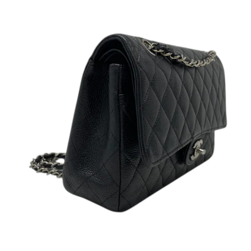 Classis Double Flap Medium Caviar Quilted Black SHW
