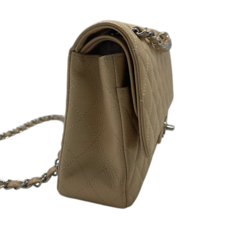 Classic Double Flap Medium Caviar Quilted Beige SHW