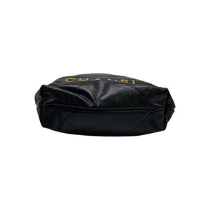 22 Mini Shiny Calfskin Quilted Black GHW