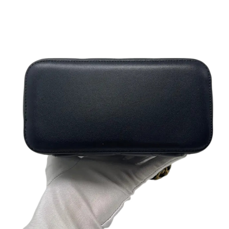 Top Handle Vanity Case Small Lambskin Black GHW