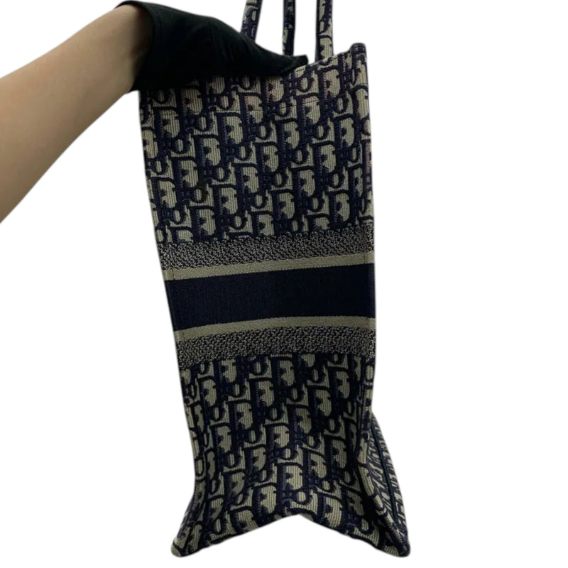 Book Tote Large Oblique Canvas Navy Multicolor