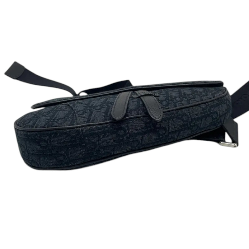Mens Saddle Bag Oblique Canvas Black SHW
