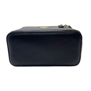 Top Handle Vanity Case Small Lambskin Black GHW