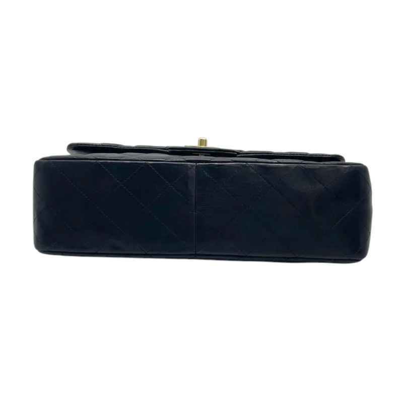 Jumbo Single Flap Lambskin Quilted Black GHW