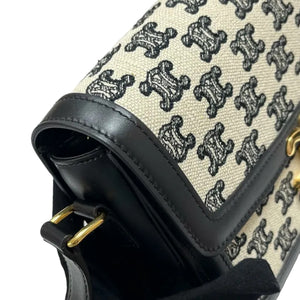 Teen Triomphe Canvas Calfskin Embroidered Black GHW