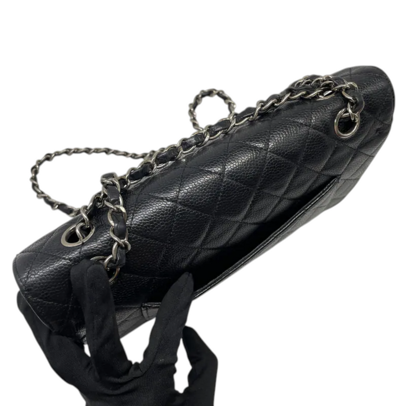 Classis Double Flap Medium Caviar Quilted Black SHW