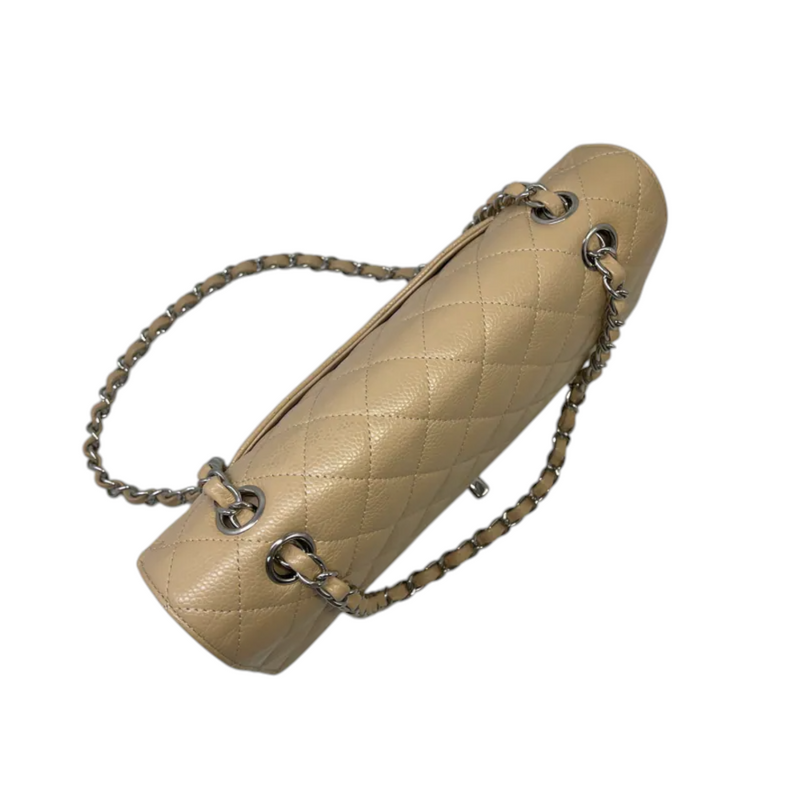 Classic Double Flap Medium Caviar Quilted Beige SHW